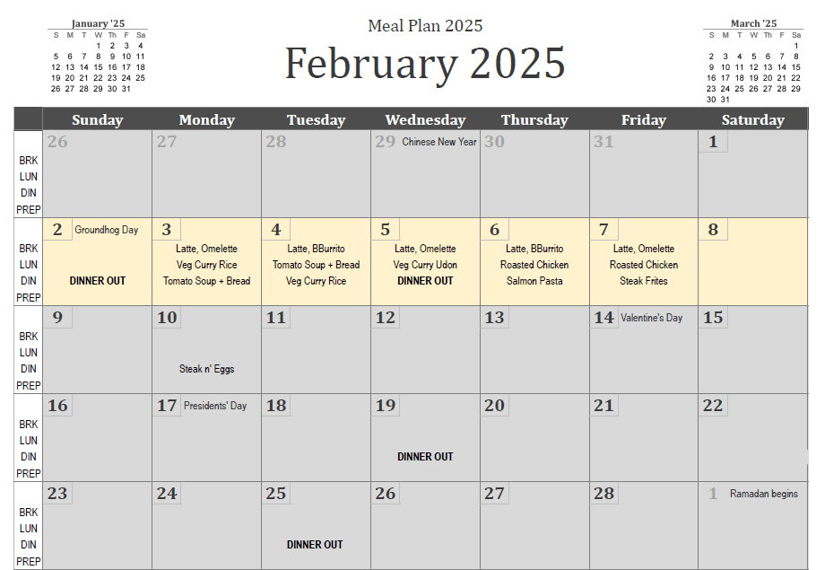 Weekly Meal Plan: Feb&nbsp;3-7