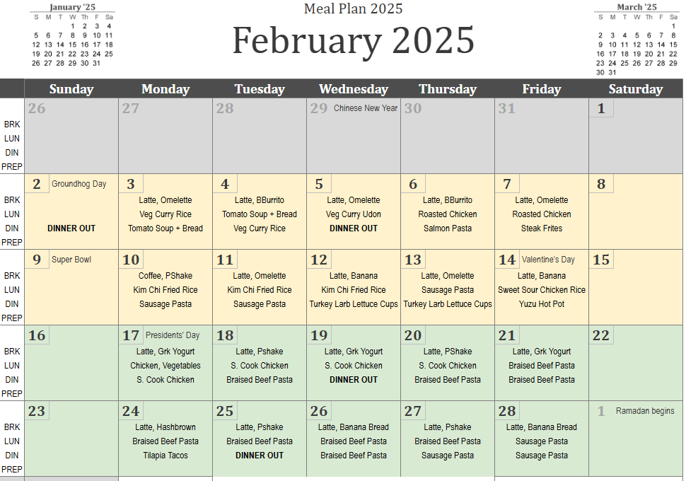 Weekly Meal Plan: Feb&nbsp;24-28