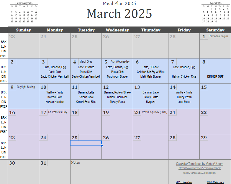 Weekly Meal Plan: Mar&nbsp;10-14